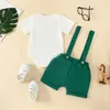 Clothing Sets Kid Boys One Two Three Birthday Romper T-shirt Overall Gentleman Outfit Set Letters Clothes Green Shorts