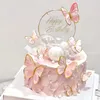 Feestbenodigdheden 10 stcs stempelen goud roze vlinder cake toppers prinses meisje bruiloft gelukkige verjaardag decor dessert