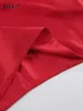 Юбки Bclout Fashion Satin Red Dress Womens 2024 Элегантное твердое высокое талия офисное платье для женского платья Ретро Тонкое Ультра Тонкое Длинное Сексуальное платье Q240507