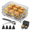 Accessori per friggitrice per aria doppie caldaie per cesta forno forno in acciaio inossidabile in acciaio inossidabile QT Grill Sostituzione di ricambio carta usa e getta