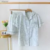 Женская одежда для сна 100% чистое хлопок японская простая короткая пижама женская короткая пижама женская пижама набор симпатичных мультфильмов пижамы женская пижама wx