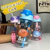 Tasses plats Ustensiles Childrens Eau Petite tasse de dessin animé Animal Baby Nourning tasse avec des pailles Bouteille d'eau fuite d'eau extérieure