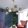 Lustres de lustres modernos ramificações de vidro colorido teto de bola led para sala de jantar de jantar de quarto lumin