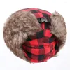 Berets Winter épaississeur Driving Russian Plaid Windbreak Trapper Pilot Pilot Caps coréens Chapeaux de gabas