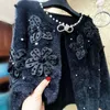 Tricots féminins 3d fleurs diamants perles de mohair mohair manteau ciel étoiles minnes en molleton perles tricot cardigan chaud les jambes larges tricots tricots