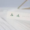 Boucles d'oreilles Green Crystal Clover 3 Feuilles pour femmes Feminia Corée Or Couleur de mariage Engagement de mariage Accessoires