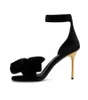 Mariage de mariée Uma Sandales Chaussures Femmes Open Square Toe Black Velvet Bow Metal Stiletto Talons Robe de fête Lady Party Gladiator Sandalias EU35-43 avec boîte