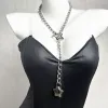 Products EverGlimp Womens Slip Chain Choker Necklace Cuban Link Wide Punk Rock Stainless Steel Gift for her Sex Toys Leash BDSM SM Toys