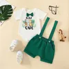 Clothing Sets Kid Boys One Two Three Birthday Romper T-shirt Overall Gentleman Outfit Set Letters Clothes Green Shorts