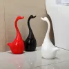 Ställer in varm försäljning keramisk plast av hög kvalitet svan toalettborste hållare kreativt badrum roligt hushållsrengöringsverktyg rengöring borste