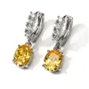 Boucles d'oreilles de cerceau Fashion Yellow Oval Zircon Drop pour les femmes Bijoux de luxe de luxe de luxe