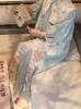 Robes décontractées de style chinois piste longue robe femme manche