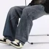 Мужчины прямые джинсы ноги лестники мужские джинсовые брюки в стиле хип -хоп.