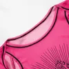 Jumpsuits voor dames randelen anjamanor shr mesh bodysuit uitgesneden lange slve tops voor vrouwen grafische t-shirts sthrough een stuk body suit d85-bi10 t240507