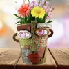 Northeuins Résine rétro face colorée abstraite art succulent pots de fleurs d'ornement de résine antique vase de fleurs en pot contenant T240505