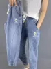 Zomer Women Fashion kralen Gaten los jeans dames hoge taille persoonlijkheid dunne denim harem broek vrouwelijk groen gescheurde Jean 240506