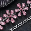 Choker Stonefans Pink Crystal Blumen Halskette Statement Accessoires Mode Frauen Strasskragen Kragen Blumen Schmuck Schmuck