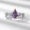 Cluster Rings Allnoel 925 Sterling Silver voor vrouwen 7 10 mm Synthetische Alexandrite Elegante Engagment Wedding Gifts Romantische sieraden