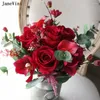 Свадебные цветы Janevini Vintage European Red Bridemaid Bridal Bouquets искусственный эвкалипт шелковые розы букет Fleur Mariage