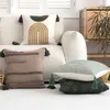 Cushion/Decorative Indian Geometric Tuft Tassel Cushion Cover Green Coffee Modern Minimalistcase Embroidered Decoratives for Sofa