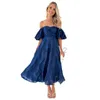 Robe de créateurs 2024 Printemps / été Nouveau Semple Vacation Garbine Garnières Bubble Robe de style taille enveloppée pour femmes Plus robes