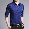 J1PB herenjurken shirts heren casual en modieus lang slede bedrukt shirt niet en rimpelbestendige zakelijke top D240507