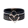 Bracelets de charme en métal amour coeur cuir pour femmes hommes mode bohème hignestone résine enveloppe bracelet bracelet couple bijoux