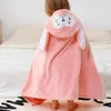 Handdoek baby bad dikke cartoon cartoon stijl knop sluiting poncho vaste kleur warme zachte kinderen dutje deken