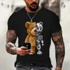 Magliette maschile maglietta da uomo fumetto siete di orso mandato interessanti stampato addersence da uomo casual abiti da uomo cotone t-shirt da donna t240505