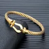 Fashion Horseshoe Knot Clasp armbanden Heren Dames Roestvrij stalen draadkabel Boerbakken Handgemaakte Creative Homme Male merk Sieraden 240507