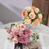 Fleurs décoratives Fleur artificielle fausse soie réaliste bouclé réaliste pivoine pour la pogration des accessoires vibrants faciles