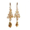 Boucles d'oreilles en peluche y.yying naturaux Citrine Gold plaqués à crochet de pierre de pierre de pierre de pierre de pierre de pierre de pierre pour femmes