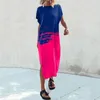 Casual Dresses Loose Slit Women'S Summer T Shirt Maxi Dress Batwing Sleeve Crewneck Elegant And Pretty Vestidos