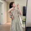 Partykleider 2024 Sommer süße süße Mädchen Frauen Kurzarm eine Linie Retro Vintage Korea Japanische Art Rüschen Blumengewand langes Kleid