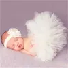 Tutu -jurk pasgeboren baby tule tutu rok fotografie rekwisieten bowknot baby meisjes foto rekwisieten hoofdband set kinderhoed fotografie accessoires d240507