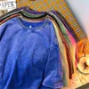 Herren T-Shirts Vintage Snowflake Point Feste Farbe für Männer Frauen Baumwolle Kurzzeitwäsche mit altem Wasser Strt Hip Hop T-Shirt H240507