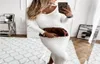 Casual Dresses Fashion Knit Sweater Dress Women Sexy VNeck Slim Maxi Long Sleeve Bodycon Ribbed White Black Female Streetwear9123143