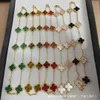 Fashion van Lucky Four Leaf Grass Ten Flower ketting fritillaria agaat rode chalcedony sieradenketen met logo