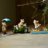 Sculptures résine kawaii chat chaton souris figurine animal modèle carcoration carto miniature fée jardin fée décoration de table pour intérieur