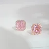 Boucles d'oreilles rakol rose petit zircon de sucre carré pour les femmes accessoires de dîner de luxe de haut niveau classiques