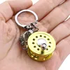 Keychains Ally Visvissen Reel Drum Pendant Keychain Key Ring Outdoor Small Tackle Mini Miniature Sea Spinne Wheel