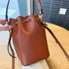 7A Designer Bag Drawstring Closure Small Bucket Handbag with Two Detachable Shoulder Straps - One Long and One Short Crossbody