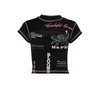 T-shirt femminile Anjamanor graphic magliette nere tagliate le cime corti corti corti trash y2k anni 2000 abiti alla moda strtwear per donne d66-bd10 t240507