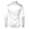 Camisas de vestir para hombres Camisa de esmoquin de satén blanca de seda blanca hombres 2023 camisas de vestir para hombre ajustados a la marca