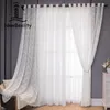 Cortinas cortinas modernas para sala de jantar quarto quarto simples onda branca padrão de tule janela telinha cozinha francesa