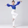 Stage Wear Latin Dance Top Elegancki kombinezon National Standardowa koszula niebieska niebieska nowoczesne ubrania