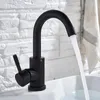 Bathroom Sink Faucets SHBSHAIMY Black Basin Faucet Single Hole Handle And Cold Water Mixer Tap For