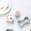Moldes cão o osso de biscoito mofo molde de aço inoxidável cachorro pata de cachorro pegada de biscoito biscoito molde fondant decoração de panificação ferramentas de cozimento