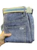 Printemps 2023 Jeans bleu clair pour hommes ajuster les petits pieds minces de ceinture décontractée polyvalente pantalon long