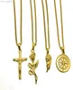 Mode vintage rose hiphop jus crucifix pendell guld stainls stål kompass charm män fjäder ving halsband1353739